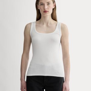 The Luxe Rib?Square-Neck Tank | White
