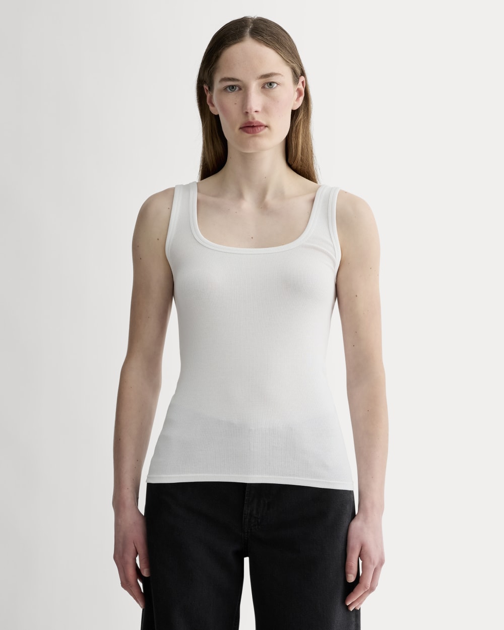 The Luxe Rib?Square-Neck Tank | White