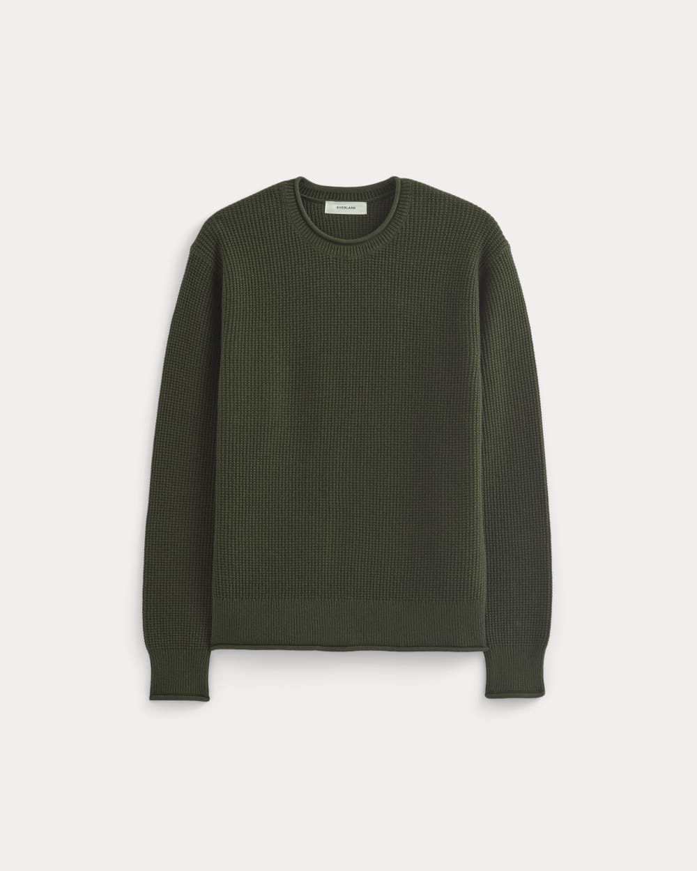 Waffle Rollneck Crew in Everyday Cotton | Dark Green - Image 2