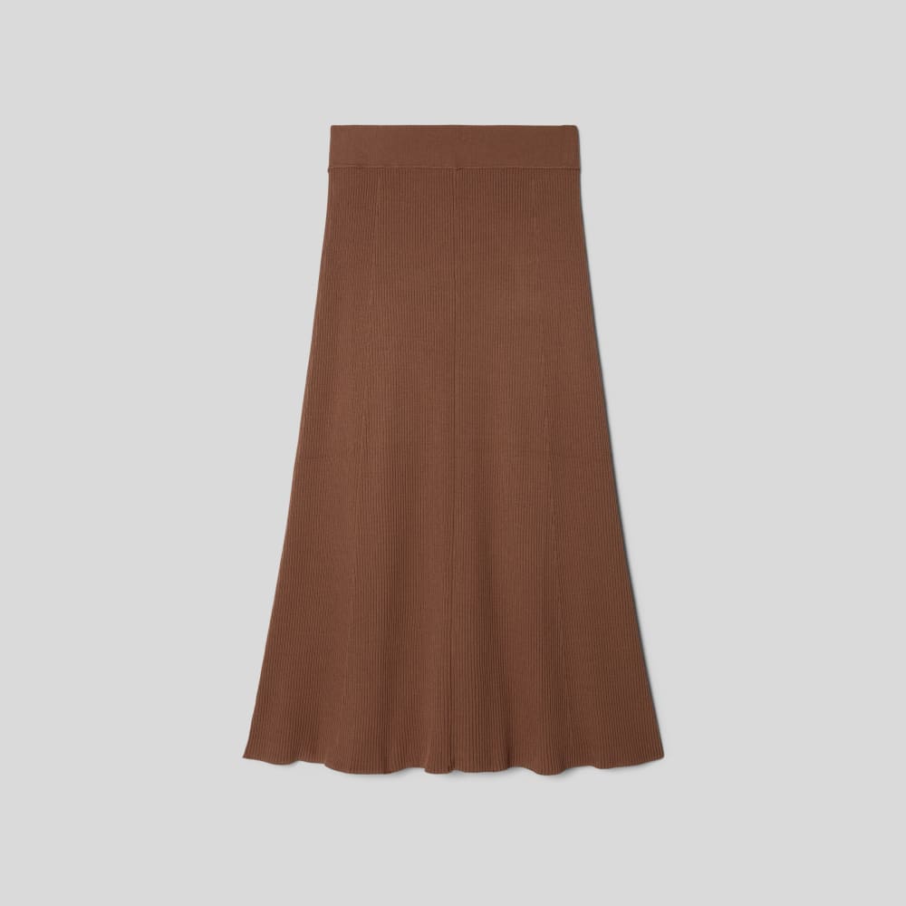 The Ribbed Knit Skirt | Cocoa Brown - Image 2