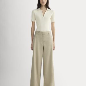 The Wide-Leg Pant in Stretch Linen | Trench Coat Khaki