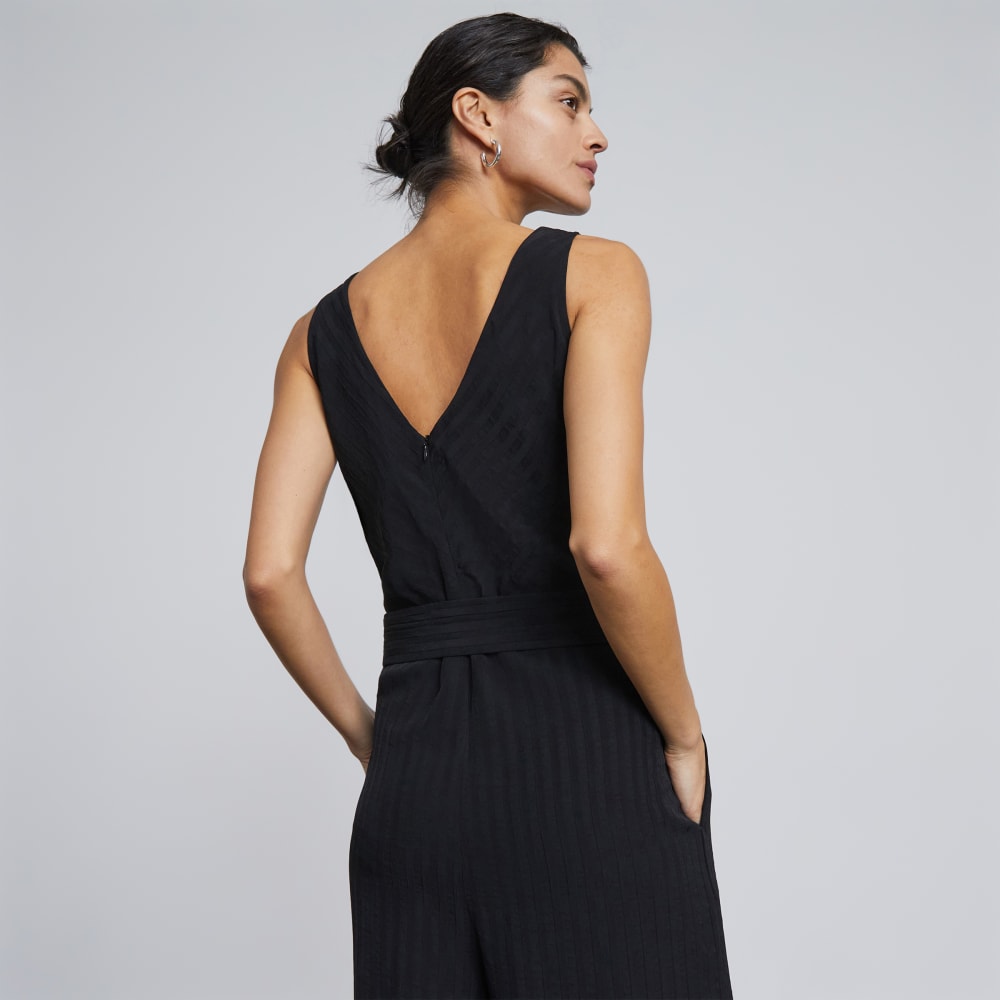 The City Stripe Draped Jumpsuit | Black - Image 6