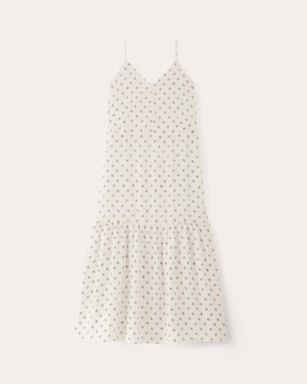 The Long Weekend Dress in Butterlite | Bone / Black Square Dot - Image 2