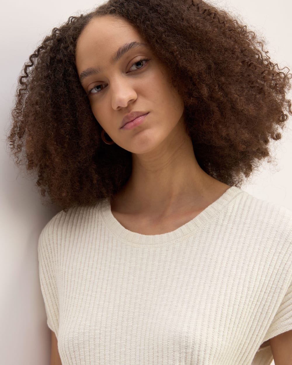 The Rib-Knit Cap-Sleeve Midi Dress | Bone - Image 4