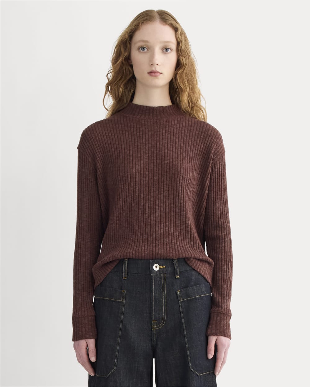 The Cozy Rib Funnel-Neck | Dark Mahogany