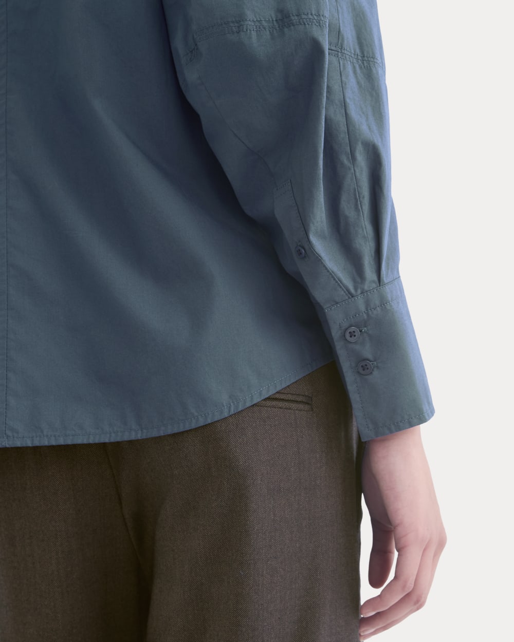 Lantern-Sleeve Shirt in Lightweight Cotton | Deep Lazuli Blue - Image 4