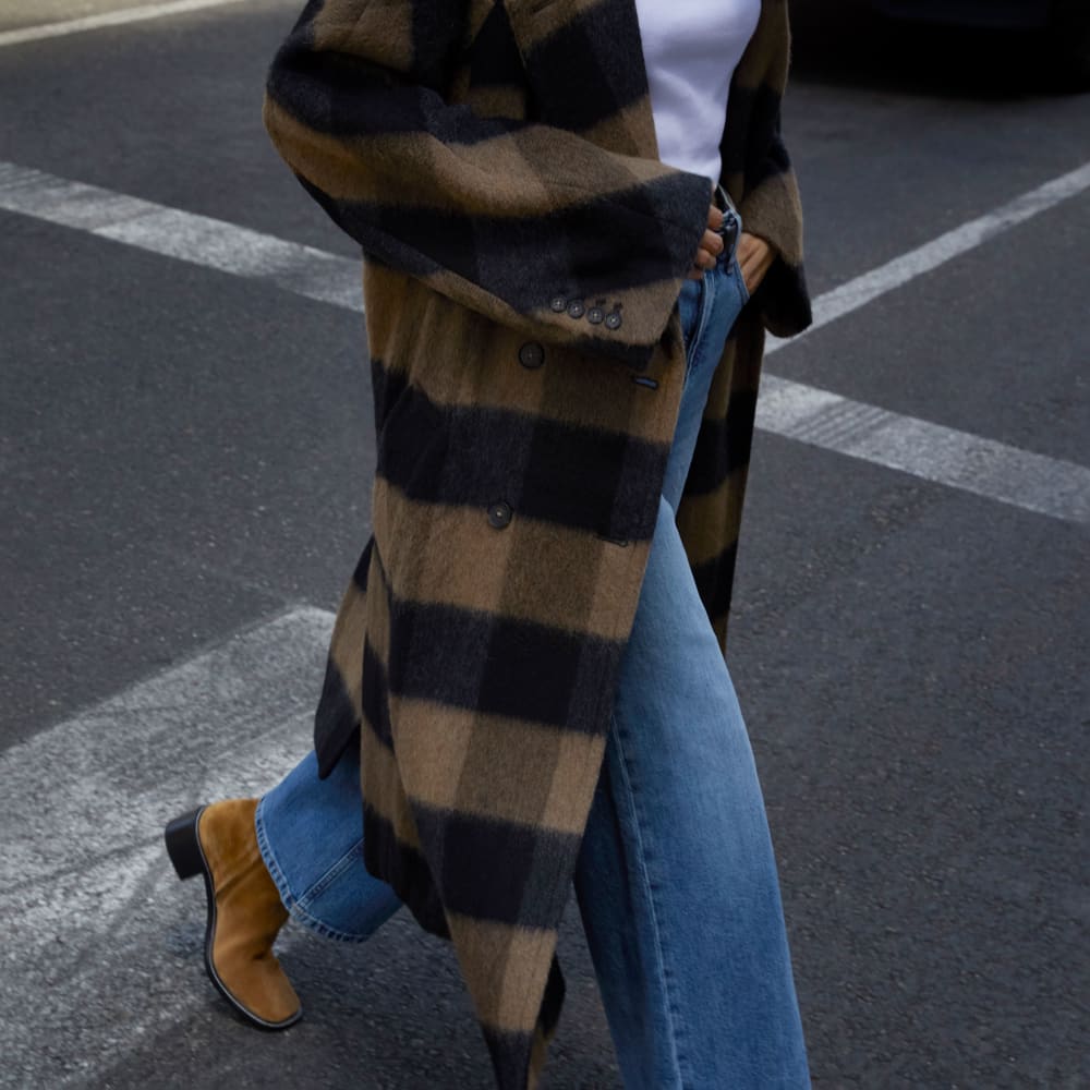 The Brushed Italian ReWool? Peacoat | Camel Buffalo Check - Image 5