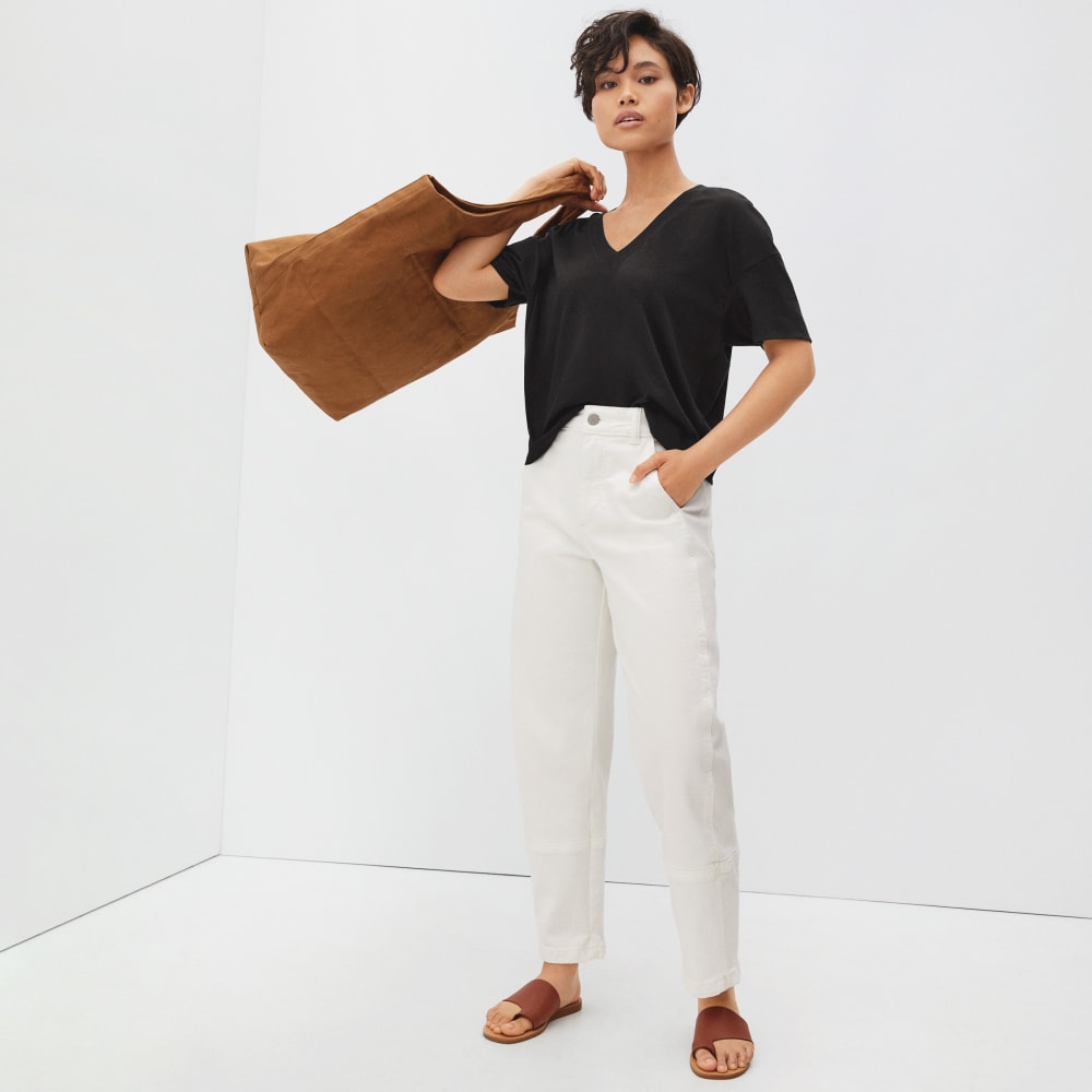 The Organic Cotton Slouchy V-Neck | Black - Image 4