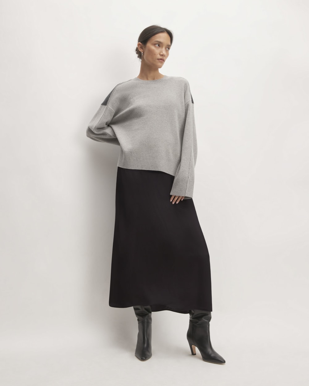 The Hammered Satin Slip Skirt | Black - Image 3