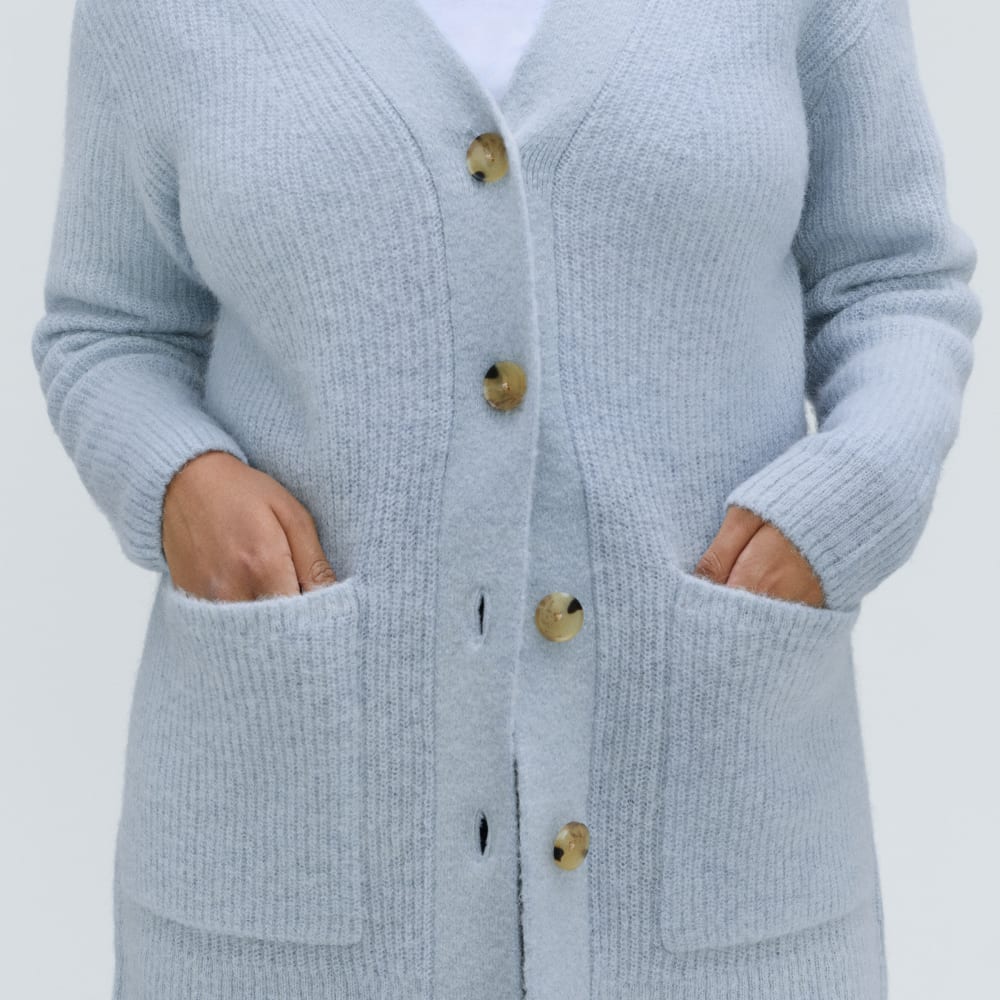 The Oversized Alpaca Pocket Cardigan | Mist - Image 4