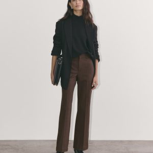 The Bi-Stretch Flare Pant | Brown Houndstooth
