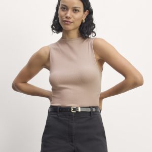 The Luxe Rib Funnel-Neck Tank | Dusty Rose