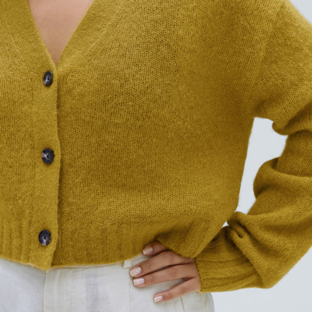 The Alpaca V-Neck Cropped Cardigan | Golden Palm - Image 4