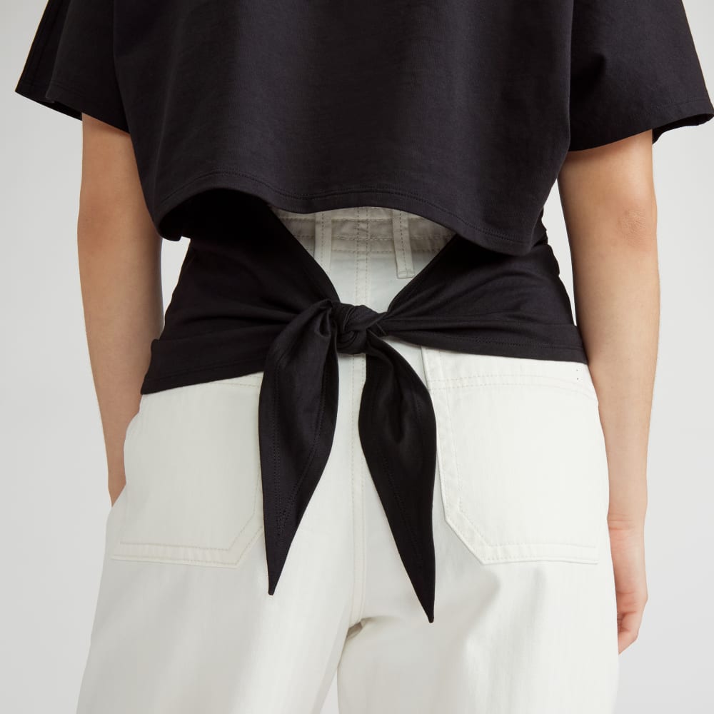 The Organic Cotton Tie Back Tee | Black - Image 4