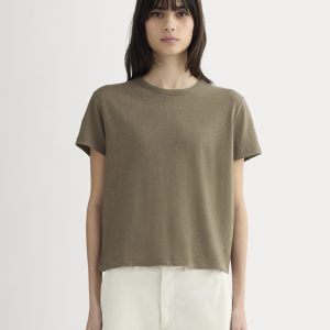 The Box-Cut Tee in Cotton Linen | Deep Taupe