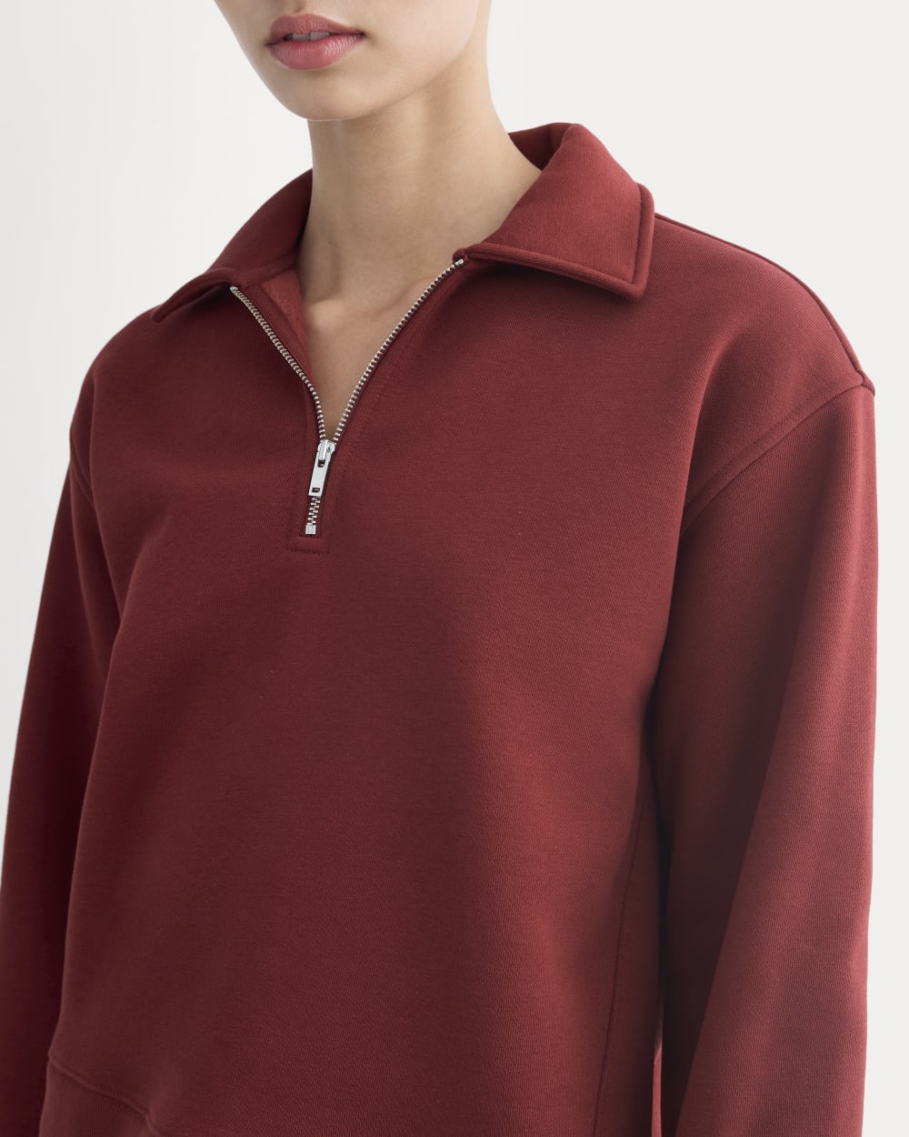 Luxe Fleece Zip Polo | Merlot - Image 4