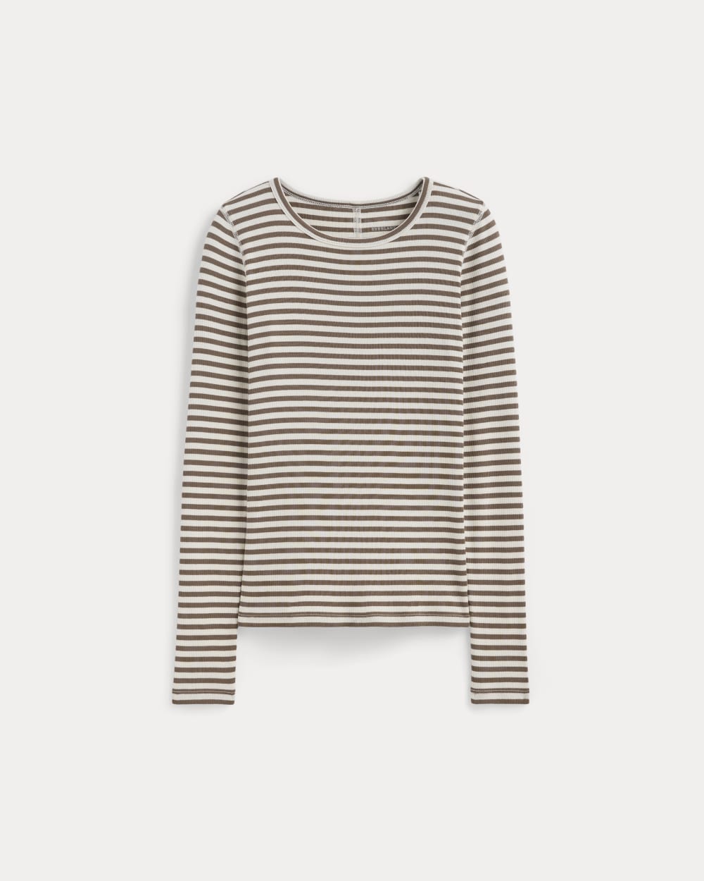 The Luxe Rib Long-Sleeve Crew | Bone / Deep Taupe - Image 2