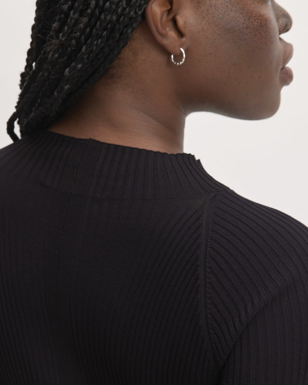 The Ribbed Mock Neck Midi Dress | Black - Image 4