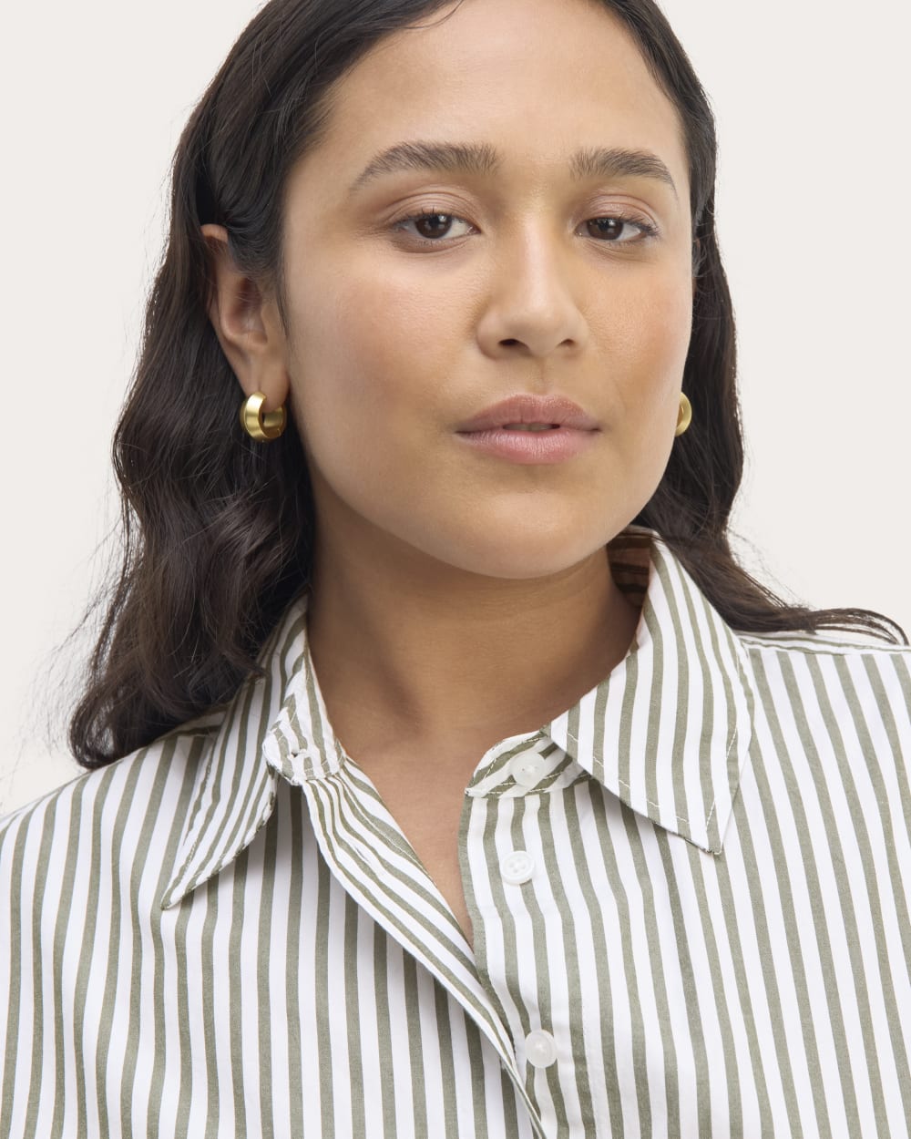 The Supima? Cotton Boyfriend Shirt | White / Moss Green - Image 3