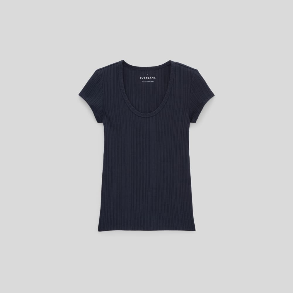 The Rib Soft Knit Scoop-Neck Tee | Navy - Image 2
