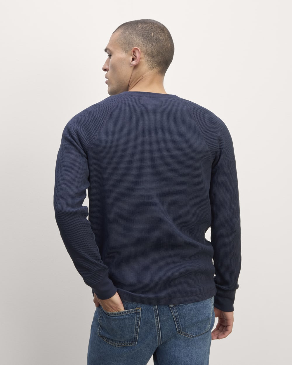 The Waffle Long-Sleeve Henley | Navy - Image 4