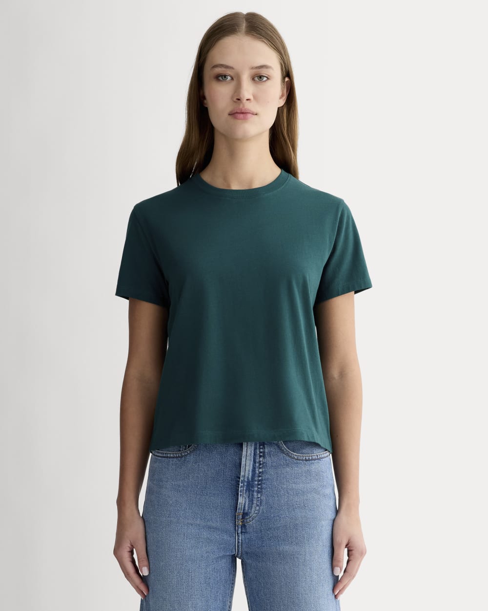 The Box-Cut Tee in Essential Cotton | Dark Sea | No Pocket