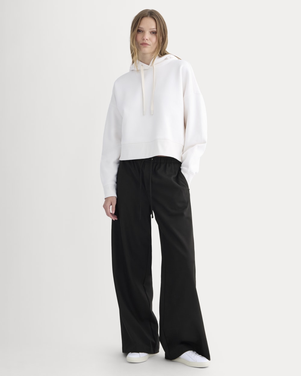 Cropped Luxe Fleece Hoodie | Bone - Image 3