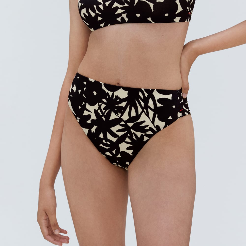 The High-Rise Cheeky Bikini Bottom | Black / Canvas Floral - Image 2