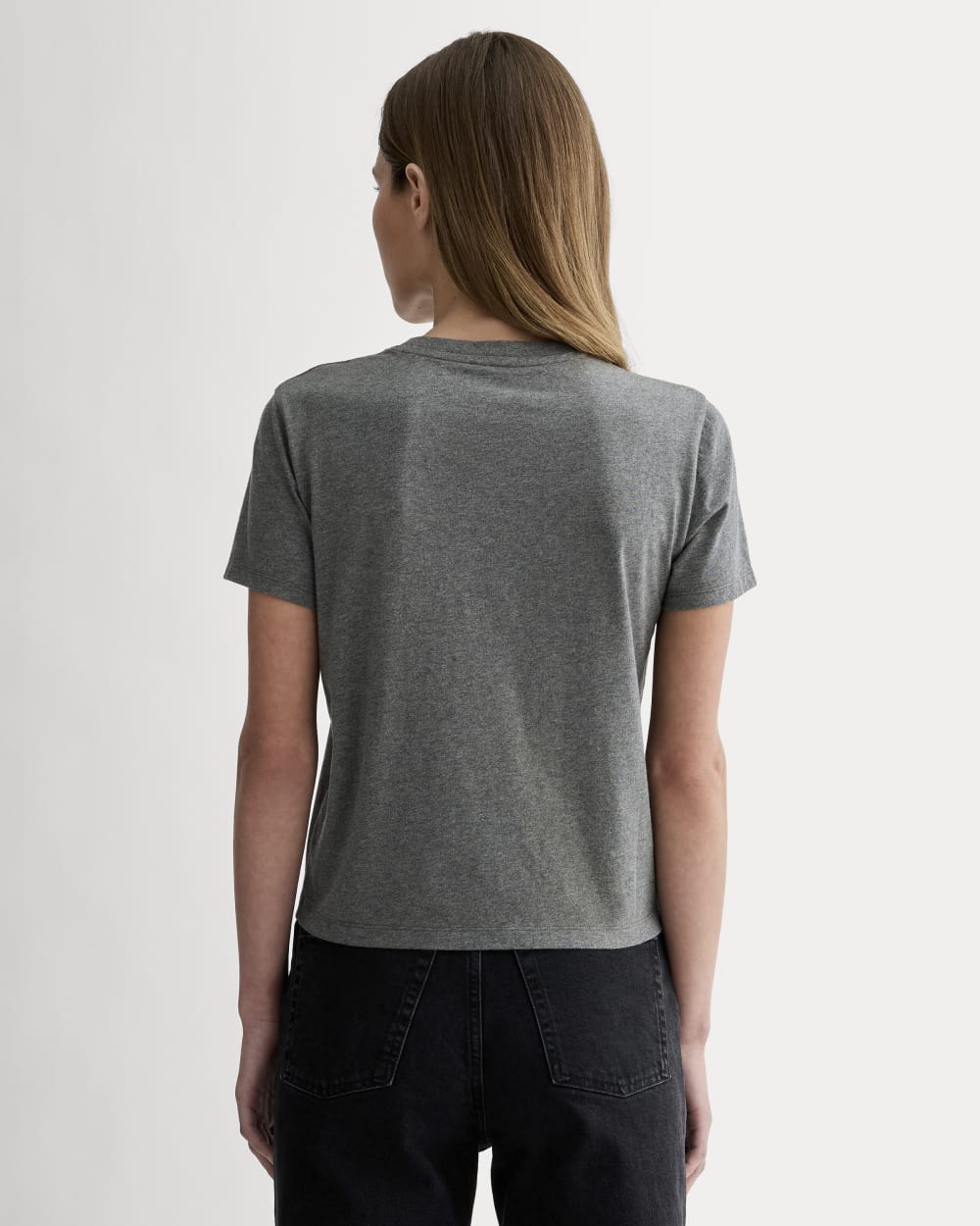 The Box-Cut Tee in Essential Cotton | Heathered Charcoal | Pocket - Image 4