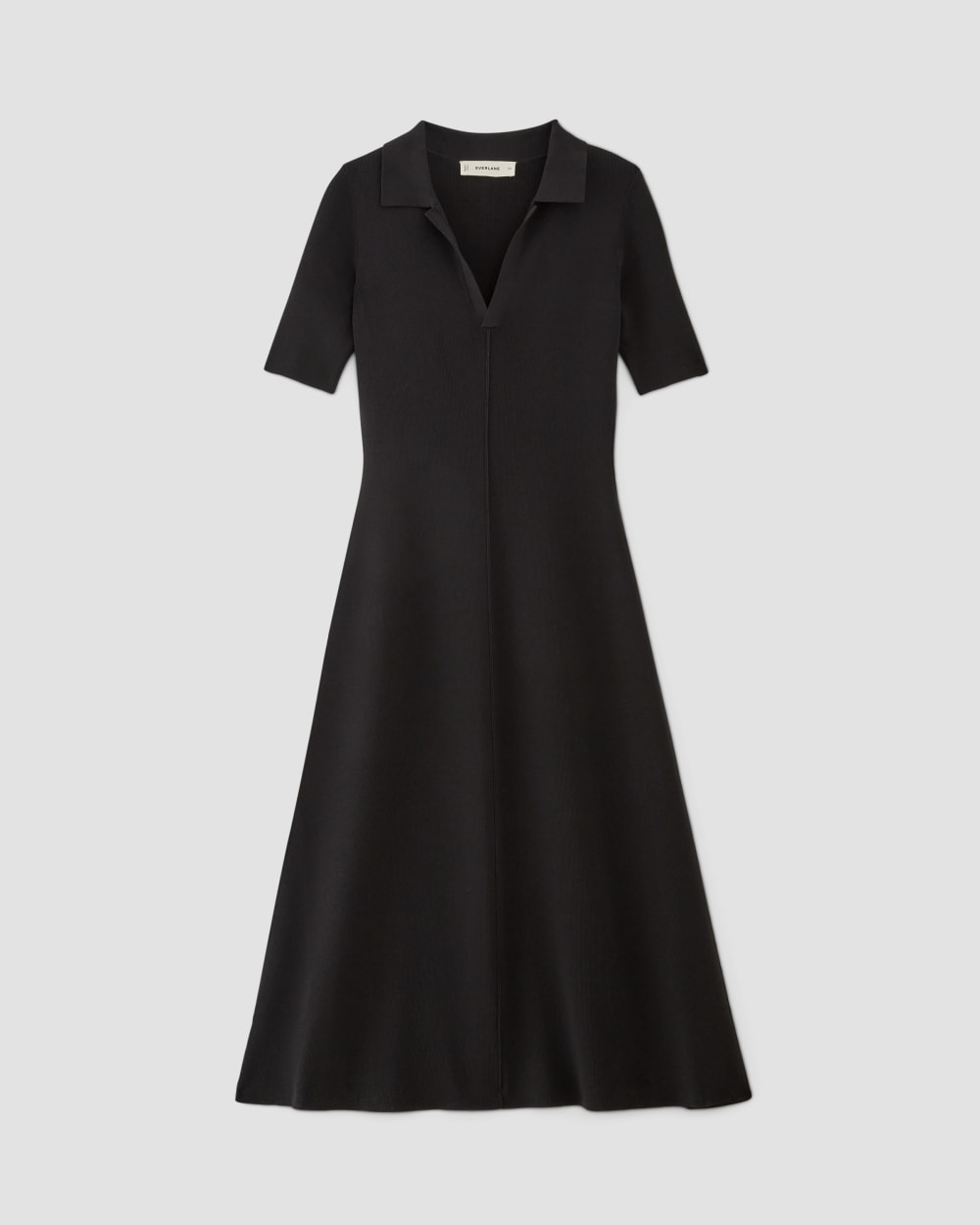 The Viscose Knit Polo Midi Dress | Black - Image 2