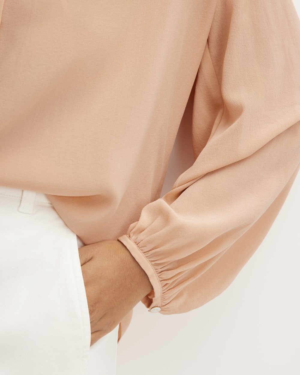 The Washable Clean Silk Shirred Blouse | Blush Pink - Image 5