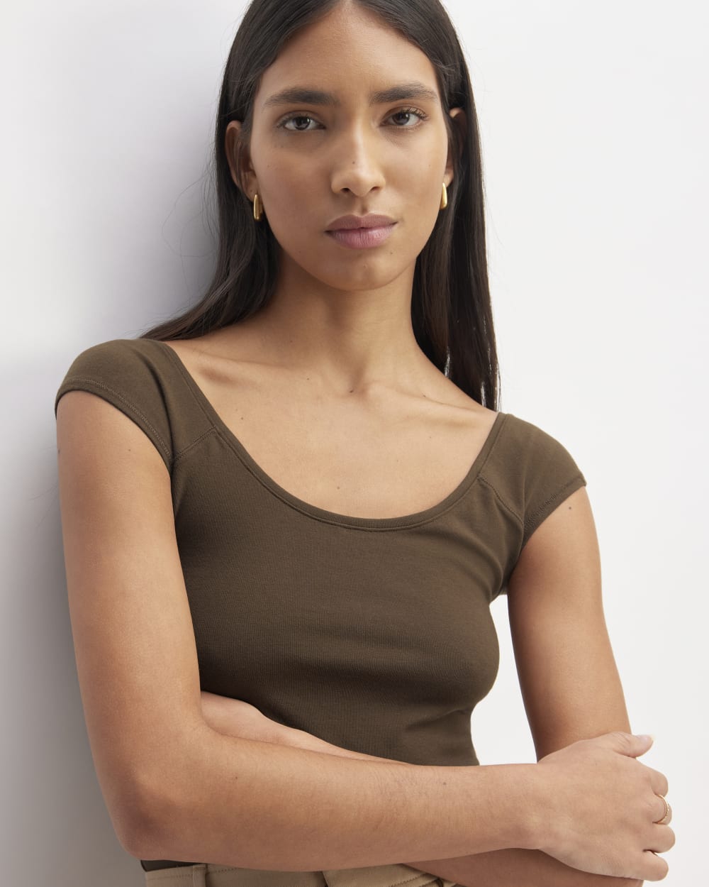 The Supima? Form Cap-Sleeve Tee | Cocoa - Image 3