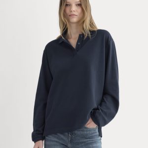 Oversized Pique Polo | Deep Navy