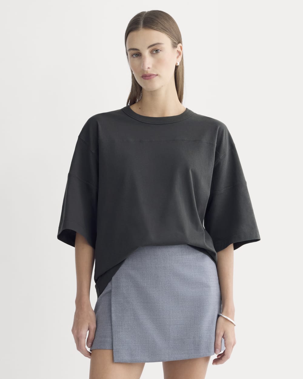 Oversized Varsity Tee in Essential Cotton | Washed Black