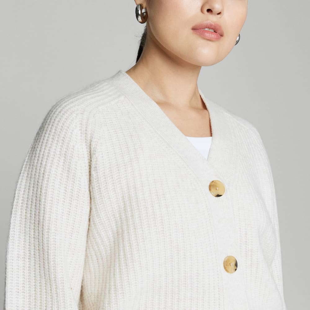 The Felted Merino Cardigan | Heathered Oat - Image 4