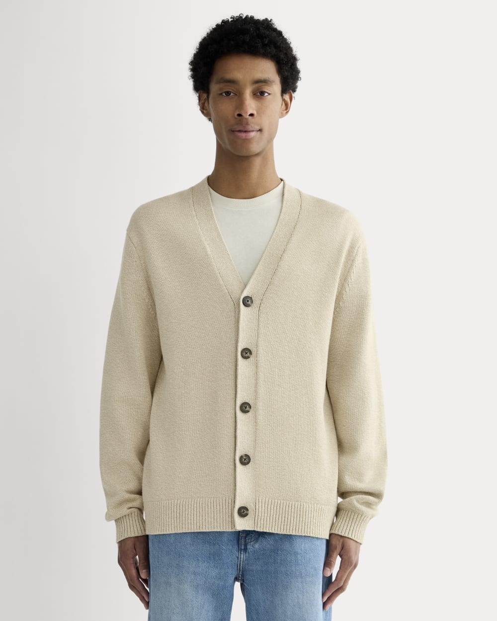The Classic Cardigan in Everyday Cotton | Desert Sand / Natural