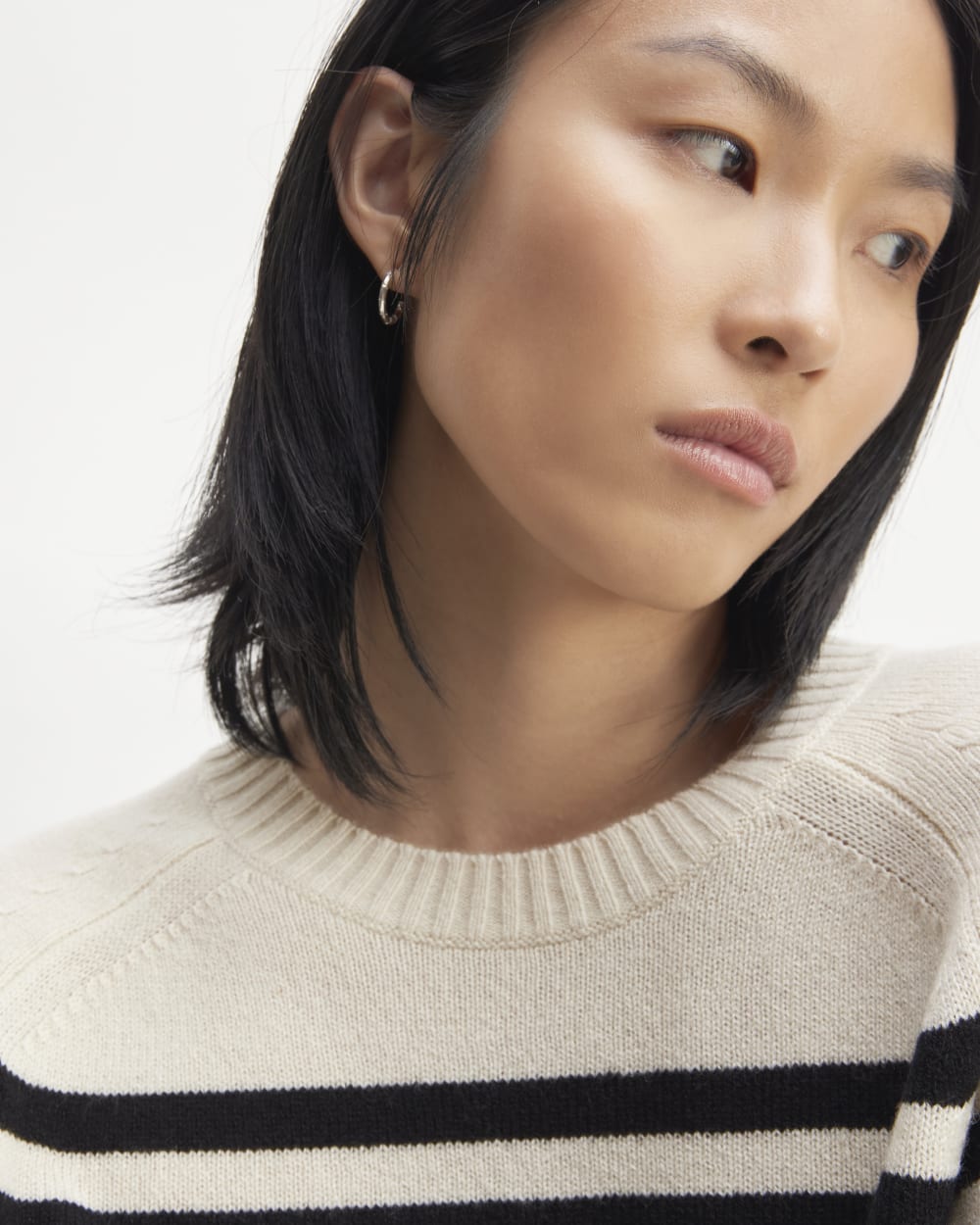 The Boxy Crew in Cashmere | Bone / Black - Image 4