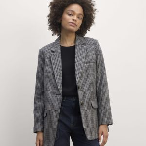 The Oversized Blazer in Wool | Gray Houndstooth