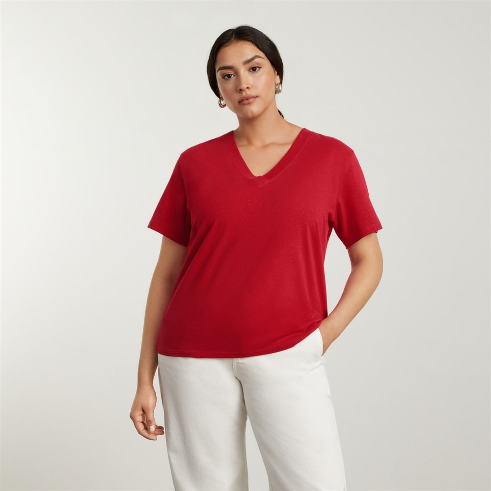 The Vintage V-Neck Hemp Tee | Goji Berry - Image 2