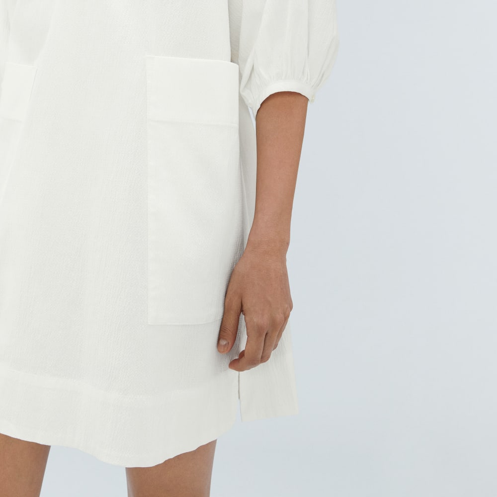 The Seersucker Puff Sleeve Dress | White - Image 5