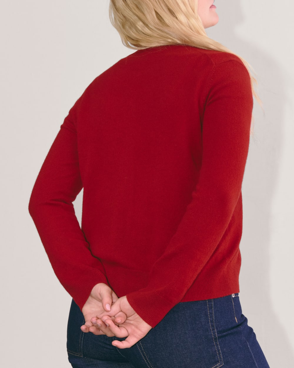 The Classic Cardigan in Cashmere | Berry Red - Image 5