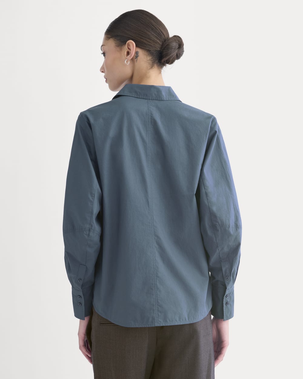 Lantern-Sleeve Shirt in Lightweight Cotton | Deep Lazuli Blue - Image 5