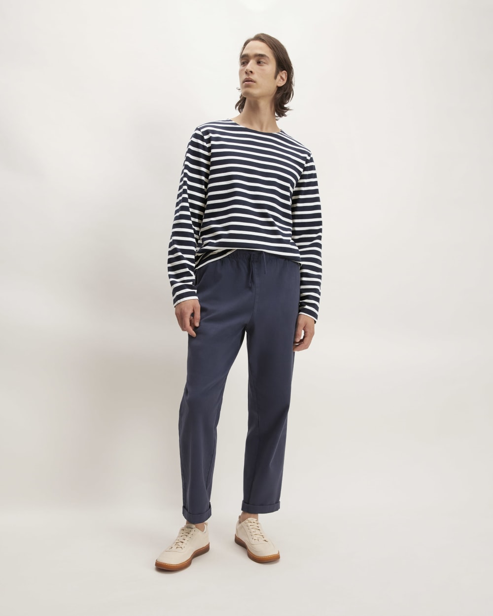 The Premium-Weight Long-Sleeve Mariner Tee | Navy / Bone - Image 3