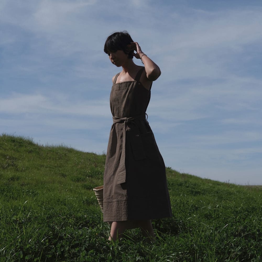 The Organic Cotton Herringbone Dress | Beech - Image 8