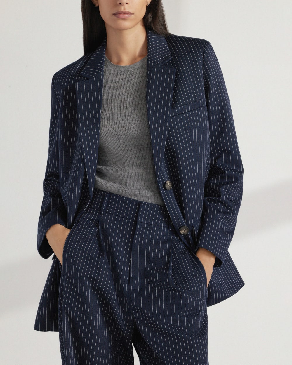 The Long-Sleeve Sweater Tee in Ultrasoft Merino | Heather Mid Grey - Image 7