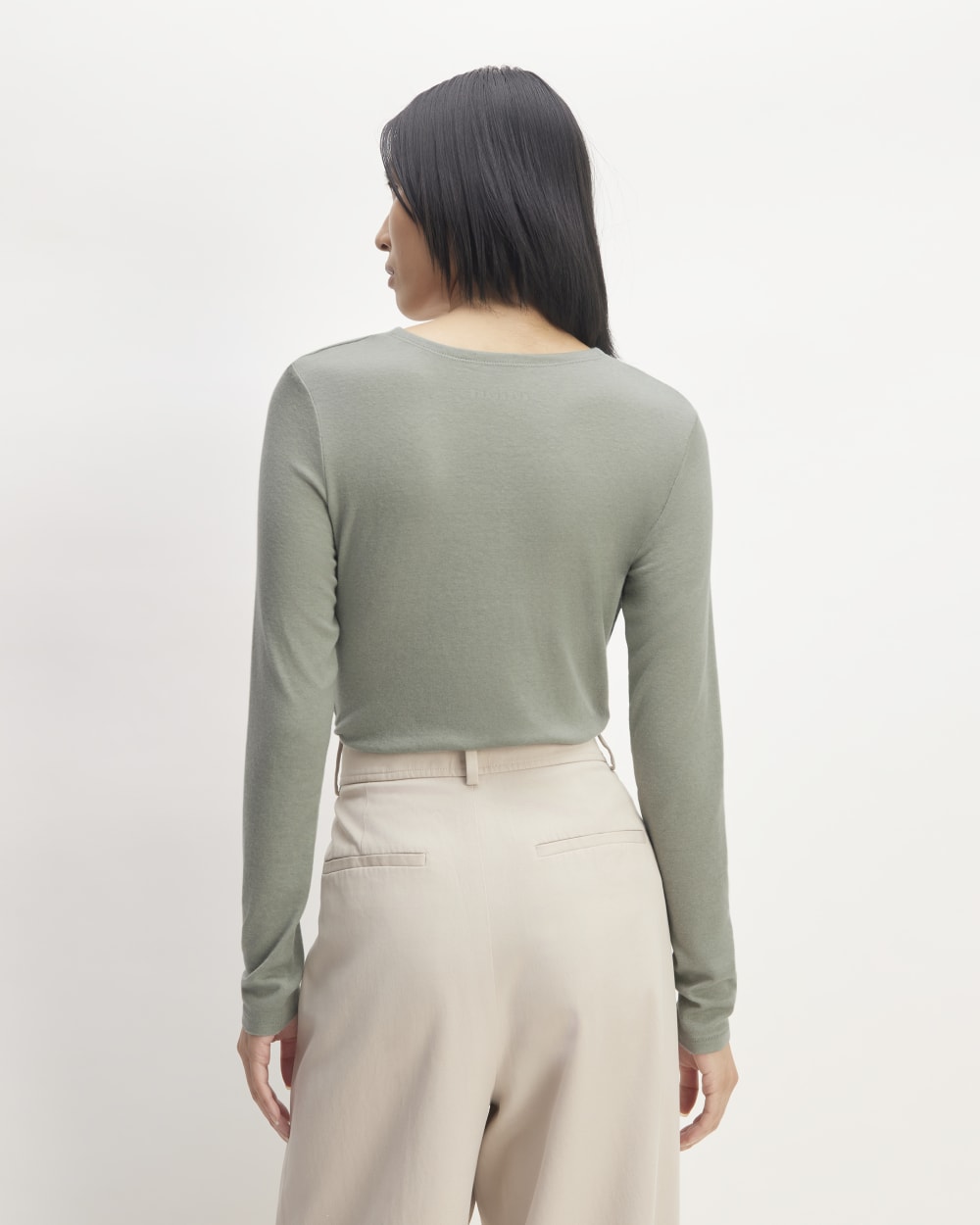 The Ruched V-Neck Tee in Butterluxe | Sage Green - Image 4