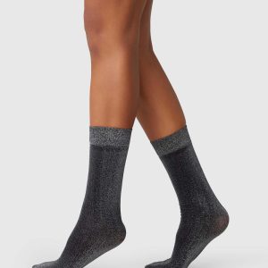 Ines Shimmery Socks | Black