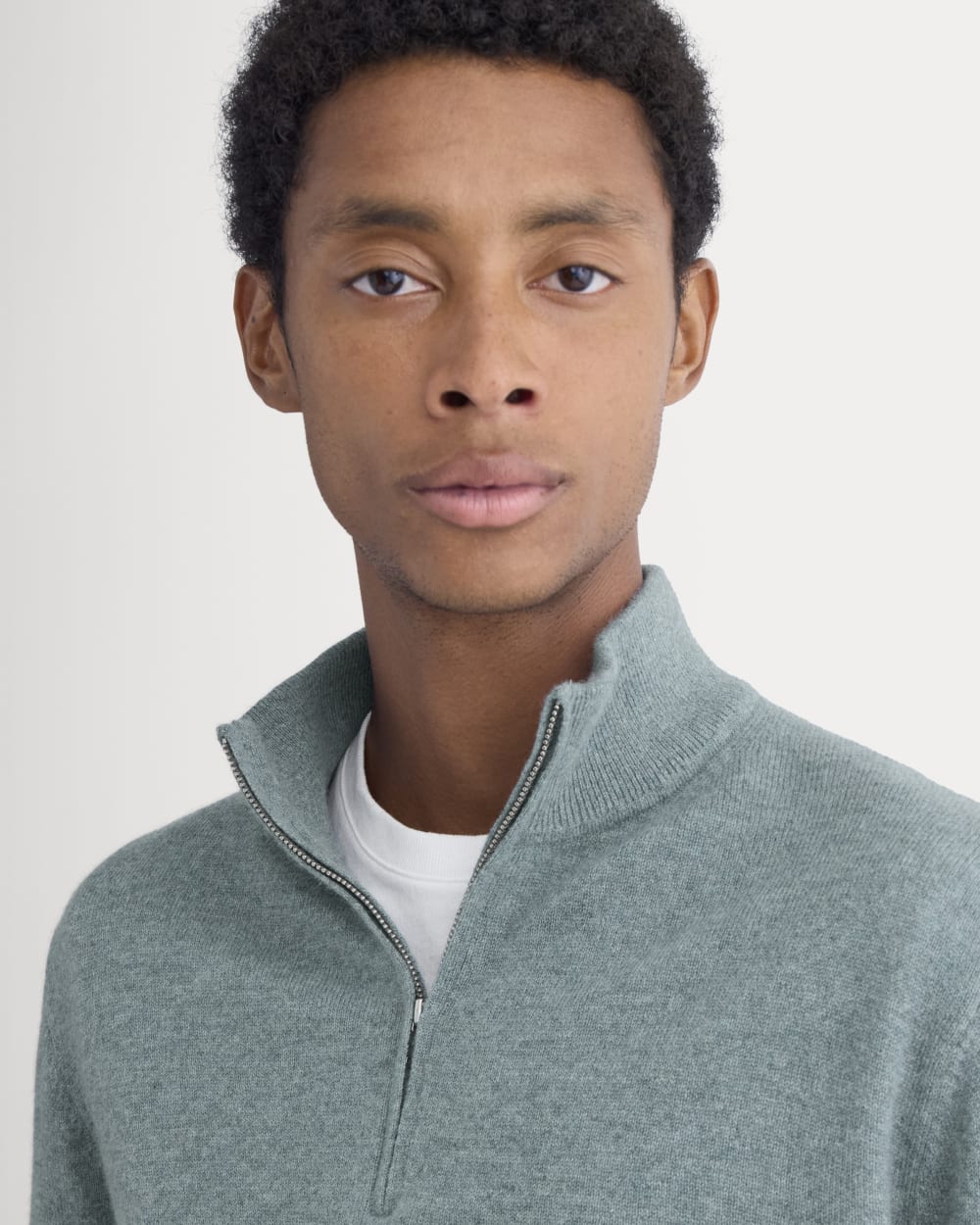 Cashmere Quarter Zip Sweater | Denim Blue - Image 4