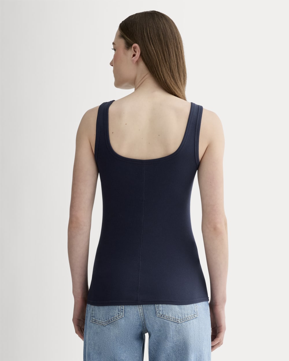 The Luxe Rib Square-Neck Tank | Navy - Image 4