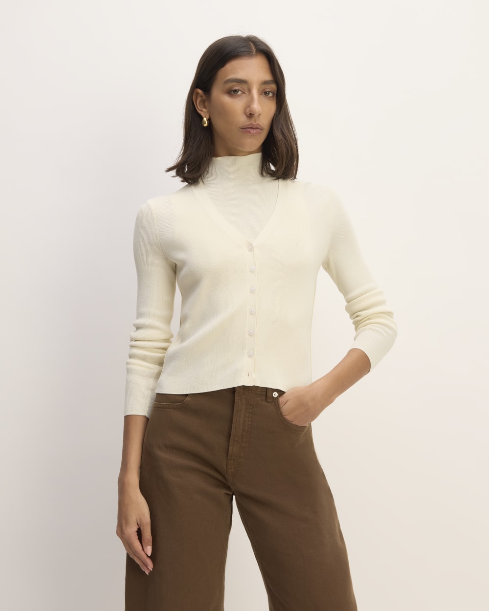 The Viscose Knit Cardigan | Beige